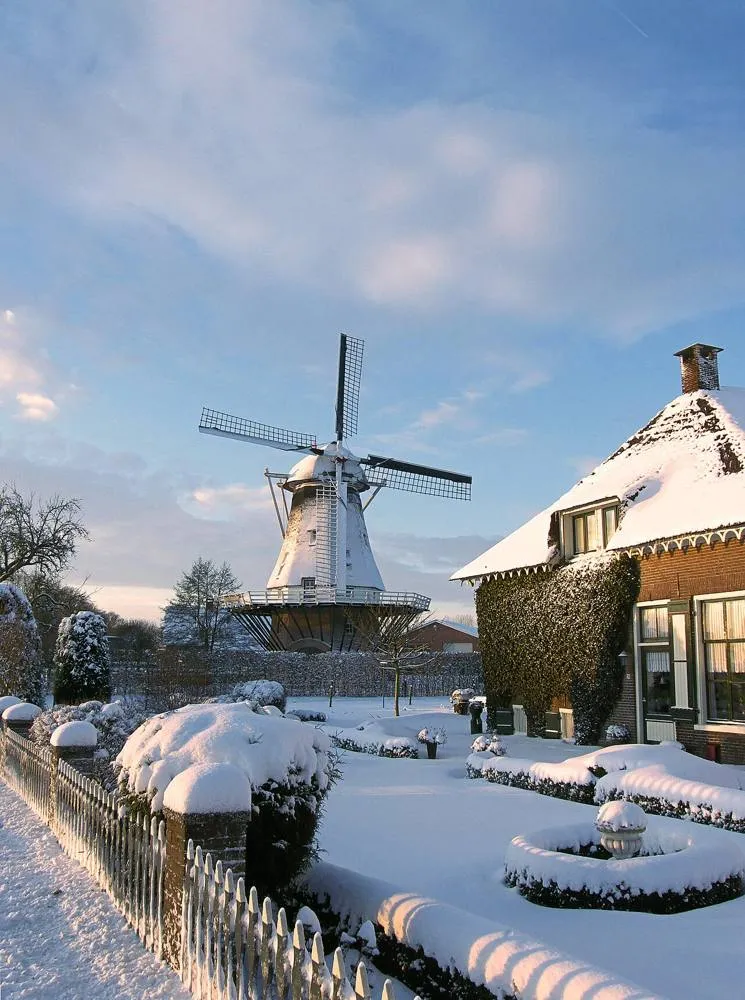 Lunteren: Walderveense molen sneeuw (2)